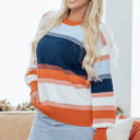  HIDDEN GEMS | Colorblock Round Neck Long Sleeve Sweater