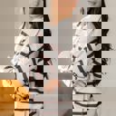  Stripe Ribbed Henley Slouchy Sweater