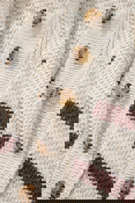 Stripe Ribbed Henley Slouchy Sweater