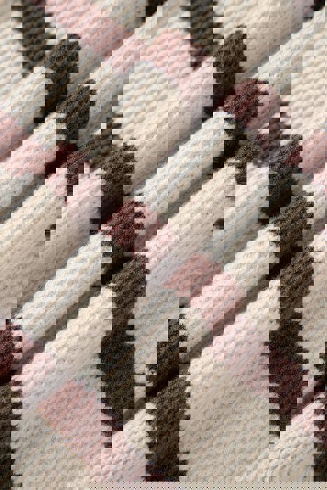 Stripe Ribbed Henley Slouchy Sweater