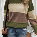  HIDDEN GEMS | Colorblock Crew Neck Drop Shoulder Sweater