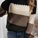  HIDDEN GEMS | Colorblock Crew Neck Drop Shoulder Sweater