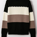  HIDDEN GEMS | Colorblock Crew Neck Drop Shoulder Sweater