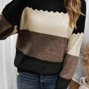 Black Small HIDDEN GEMS | Colorblock Crew Neck Drop Shoulder Sweater