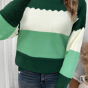  HIDDEN GEMS | Colorblock Crew Neck Drop Shoulder Sweater