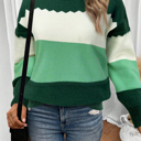  HIDDEN GEMS | Colorblock Crew Neck Drop Shoulder Sweater