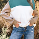  HIDDEN GEMS | Colorblock Ribbed Knit Long Sleeve Sweater