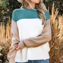  HIDDEN GEMS | Colorblock Ribbed Knit Long Sleeve Sweater