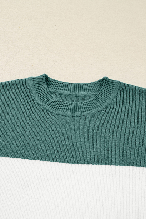 HIDDEN GEMS | Colorblock Ribbed Knit Long Sleeve Sweater