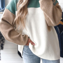 HIDDEN GEMS | Colorblock Ribbed Knit Long Sleeve Sweater