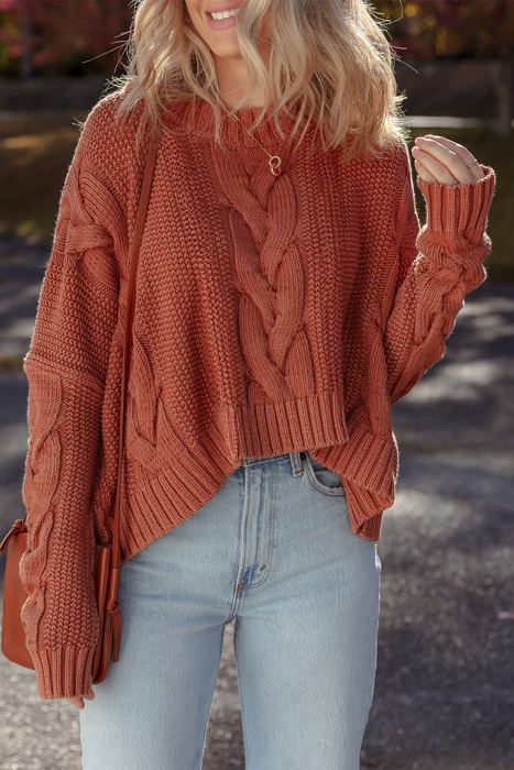 HIDDEN GEMS | Chunky Cable Knit Long Sleeve Sweater