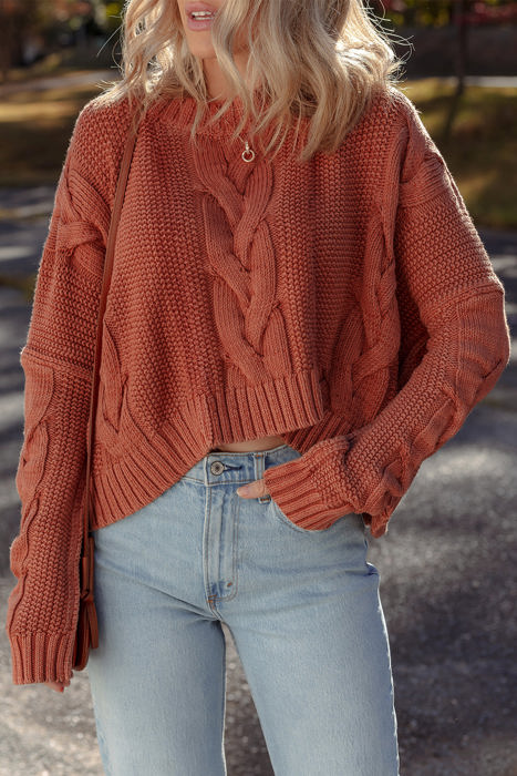 HIDDEN GEMS | Chunky Cable Knit Long Sleeve Sweater
