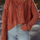  HIDDEN GEMS | Chunky Cable Knit Long Sleeve Sweater