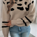  HIDDEN GEMS | Leopard Stripe Drop Shoulder Sweater