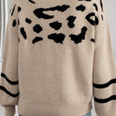  HIDDEN GEMS | Leopard Stripe Drop Shoulder Sweater