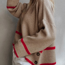  HIDDEN GEMS | Stripe Buttoned Side Ribbed Knit Sweater