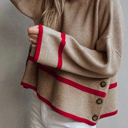  HIDDEN GEMS | Stripe Buttoned Side Ribbed Knit Sweater