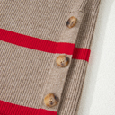  HIDDEN GEMS | Stripe Buttoned Side Ribbed Knit Sweater