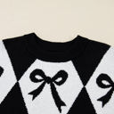  HIDDEN GEMS | Bow Colorblock Harlequin Diamond Sweater