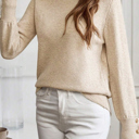  HIDDEN GEMS | Eyelet Lace Trim Buttoned Cuff Sweater