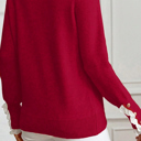  HIDDEN GEMS | Eyelet Lace Trim Buttoned Cuff Sweater