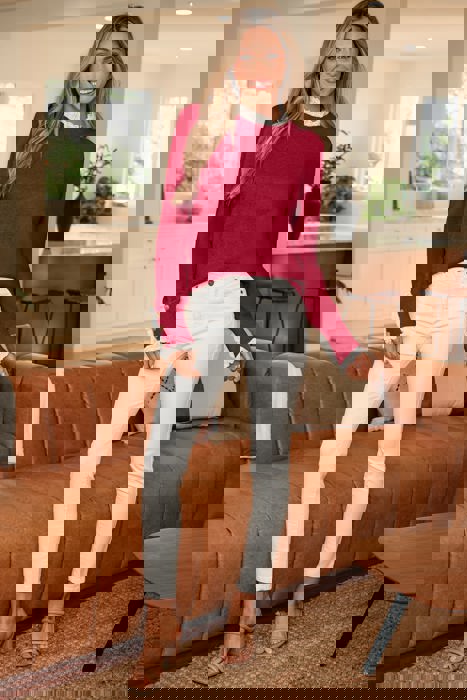 Eyelet Lace Trim Buttoned Cuff Sweater