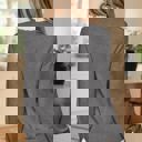  Eyelet Lace Trim Buttoned Cuff Sweater