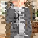  Eyelet Lace Trim Buttoned Cuff Sweater