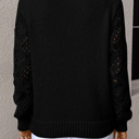  HIDDEN GEMS | Patchwork Pointelle Knit V-Neck Sweater