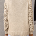  HIDDEN GEMS | Patchwork Pointelle Knit V-Neck Sweater