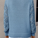  HIDDEN GEMS | Patchwork Pointelle Knit V-Neck Sweater
