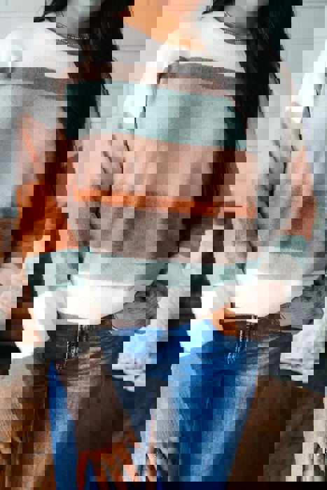 HIDDEN GEMS | Stripe Colorblock Drop Shoulder Sweater