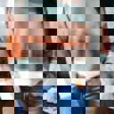 White Small HIDDEN GEMS | Stripe Colorblock Drop Shoulder Sweater