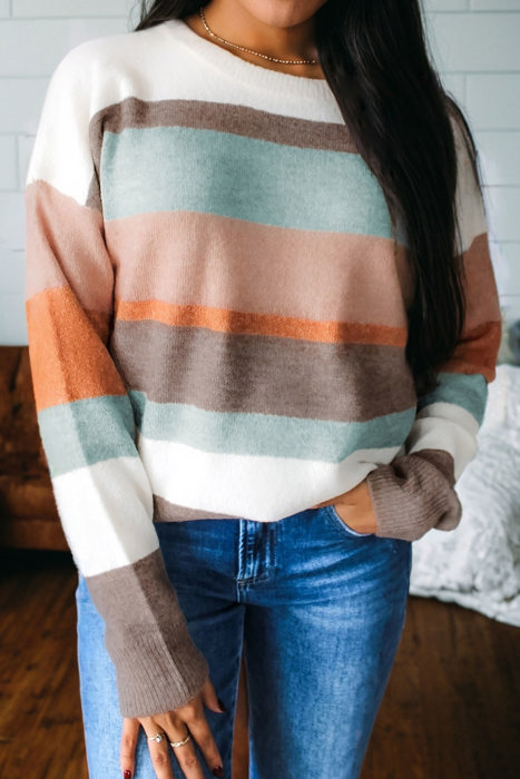 HIDDEN GEMS | Stripe Colorblock Drop Shoulder Sweater