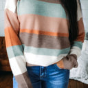  HIDDEN GEMS | Stripe Colorblock Drop Shoulder Sweater