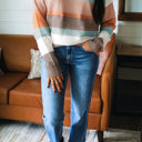  HIDDEN GEMS | Stripe Colorblock Drop Shoulder Sweater