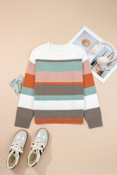 HIDDEN GEMS | Stripe Colorblock Drop Shoulder Sweater