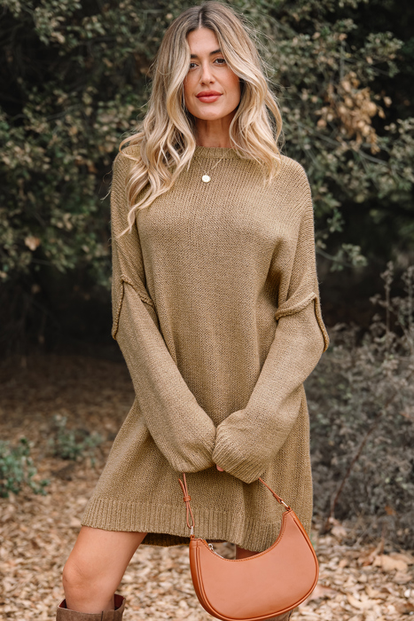 HIDDEN GEMS | Solid Slouchy Sweater Knit Dress