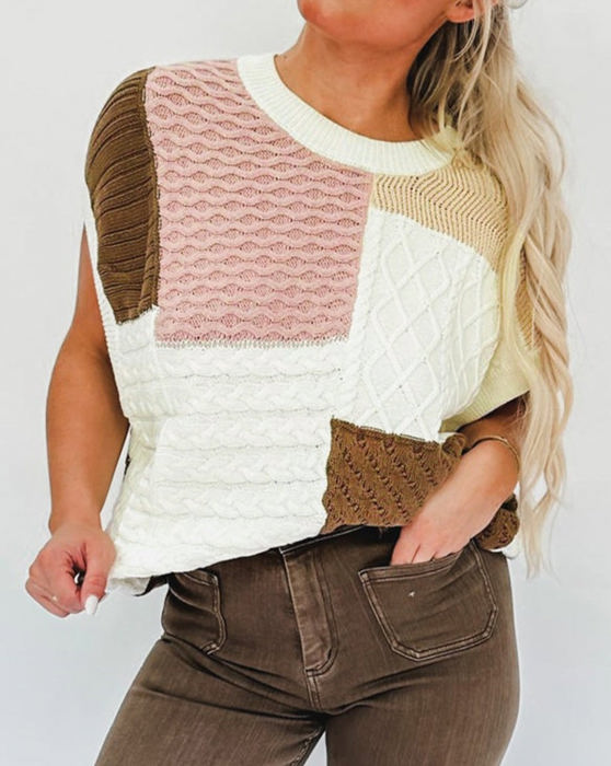 HIDDEN GEMS Colorblock Knit Top