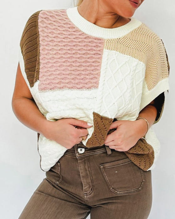 HIDDEN GEMS Colorblock Knit Top