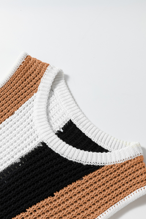 HIDDEN GEMS | Colorblock Stripe Sleeveless Sweater Top