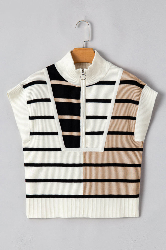 HIDDEN GEMS Effortlessly Ready Stripe Zip Top