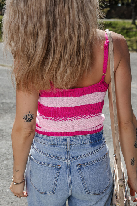 HIDDEN GEMS | Stripe Adjustable Strap Sweater Tank