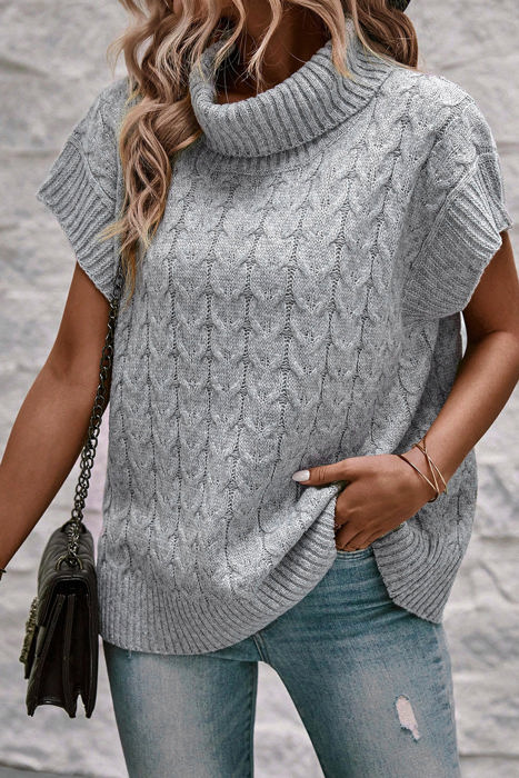 HIDDEN GEMS Cable Knit Turtleneck Top