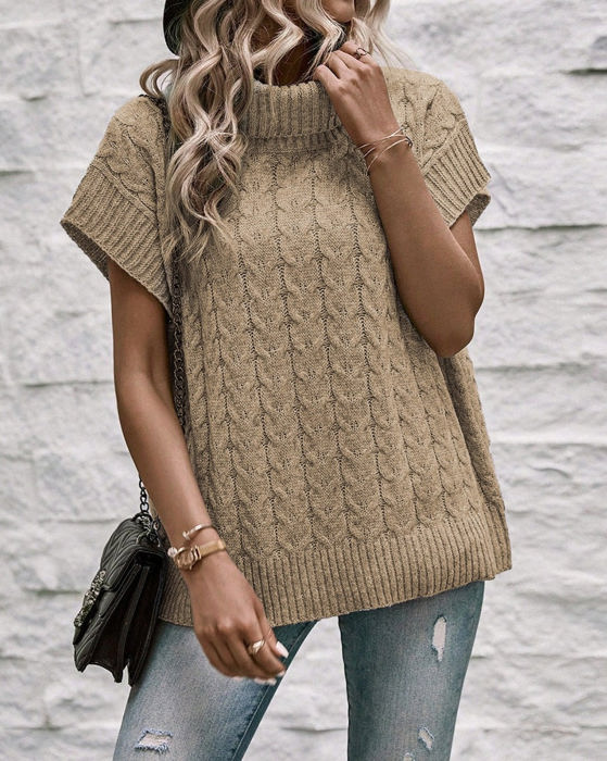 HIDDEN GEMS Cable Knit Turtleneck Top