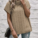  HIDDEN GEMS Cable Knit Turtleneck Top