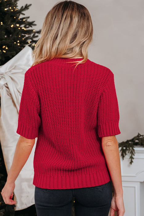 HIDDEN GEMS | Christmas Plaid Lace-Up Puff Sleeve Sweater