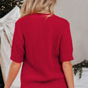  HIDDEN GEMS | Christmas Plaid Lace-Up Puff Sleeve Sweater