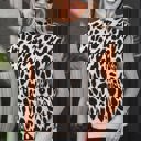  Leopard Mock Neck Short Sleeve Sweater