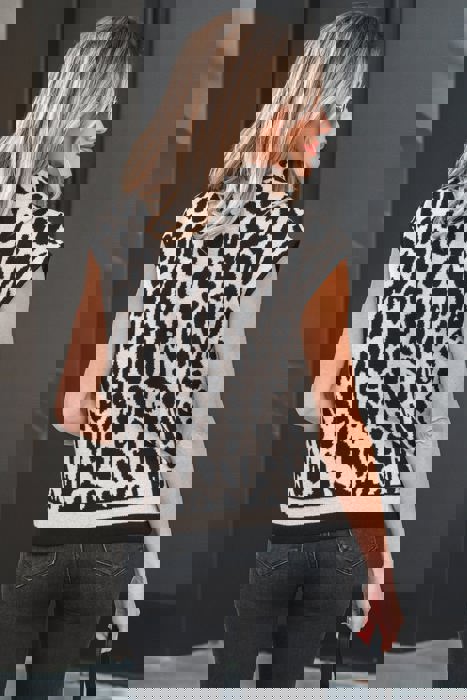 Leopard Mock Neck Short Sleeve Sweater